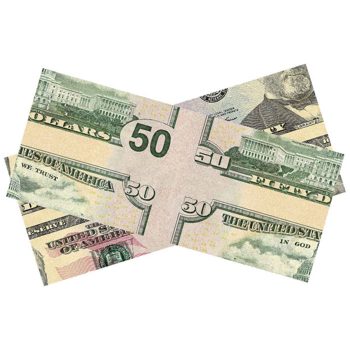 Professional magic prop featuring a $50 mis-made bill