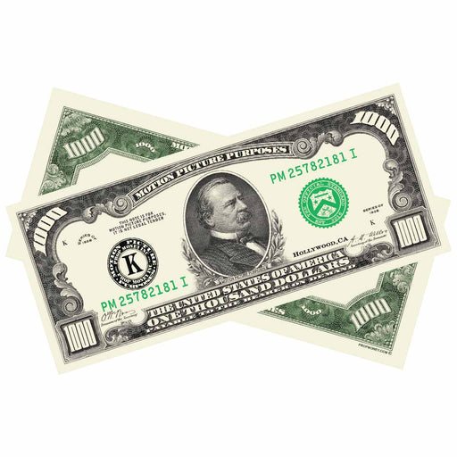 $1,000 vintage series prop money bills for film and photography
