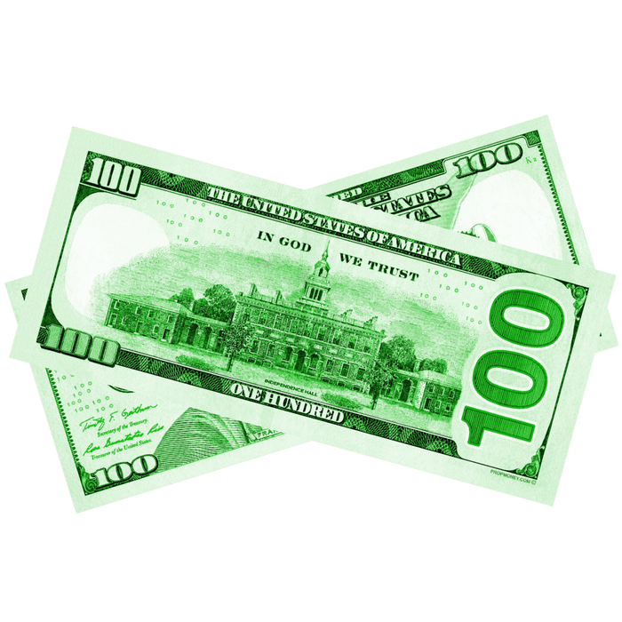 Green novelty money bills for photography decorations and themed celebrations